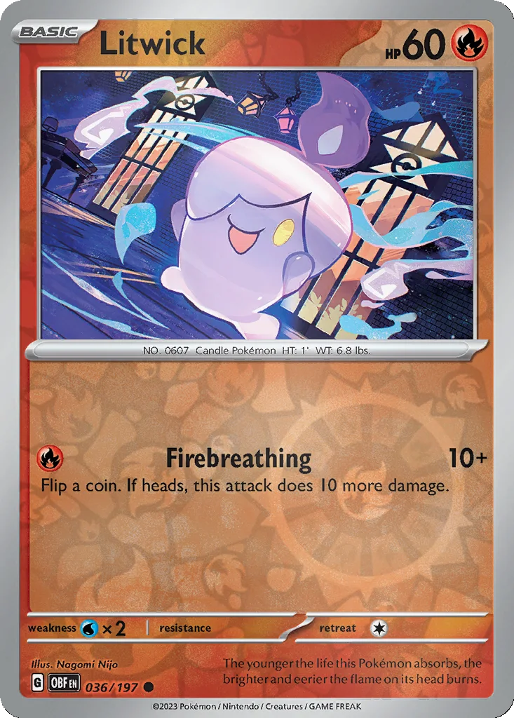 Litwick 036/197 Obsidian Flames (Reverse holo)