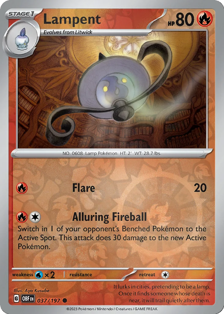 Lampent 037/197 Obsidian Flames (Reverse holo)