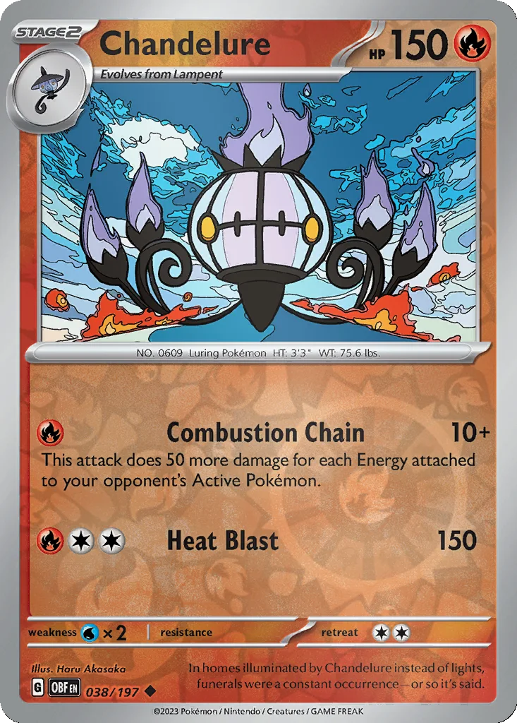 Chandelure 038/197 Obsidian Flames (Reverse holo)