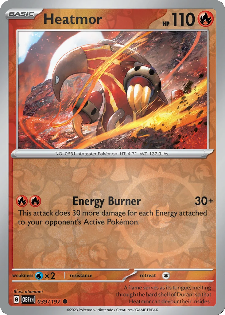 Heatmor 039/197 Obsidian Flames (Reverse holo)