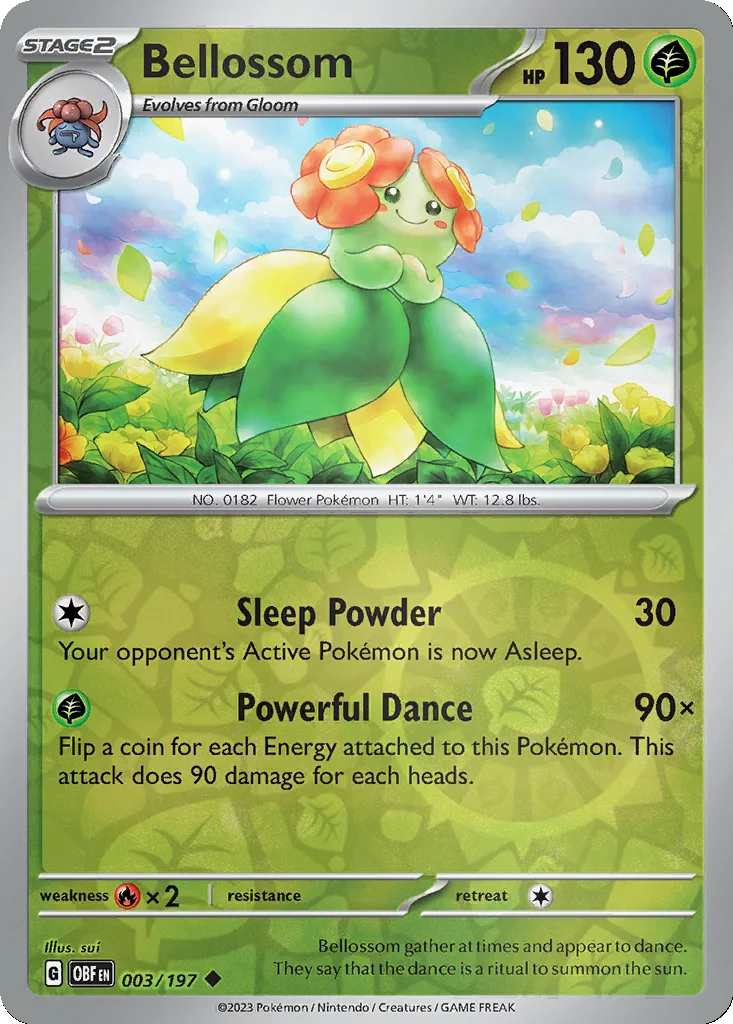Bellossom 003/197 Obsidian Flames (Reverse holo)