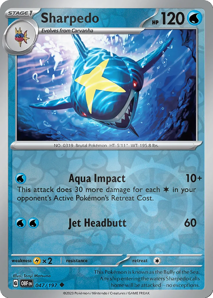 Sharpedo 047/197 SV03: Obsidian Flames (Reverse holo)