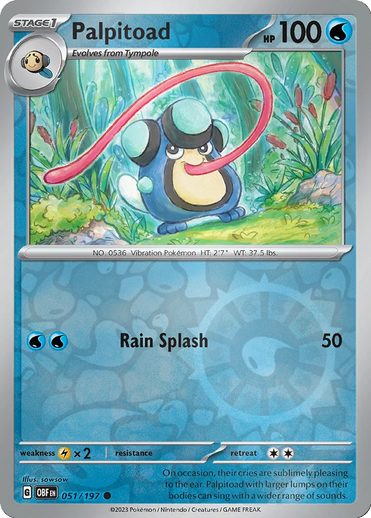 Palpitoad 051/197 Obsidian Flames (Reverse holo)