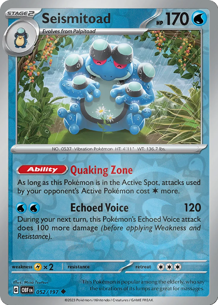 Seismitoad 052/197 Obsidian Flames (Reverse holo)