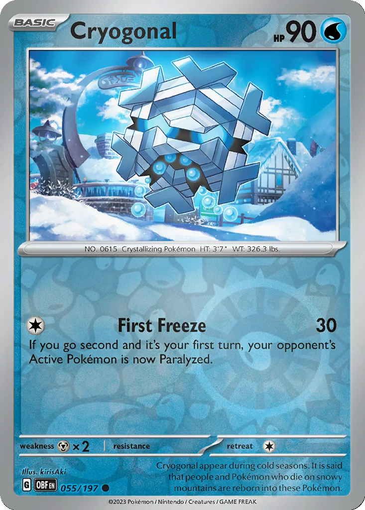 Cryogonal 055/197 Obsidian Flames (Reverse holo)