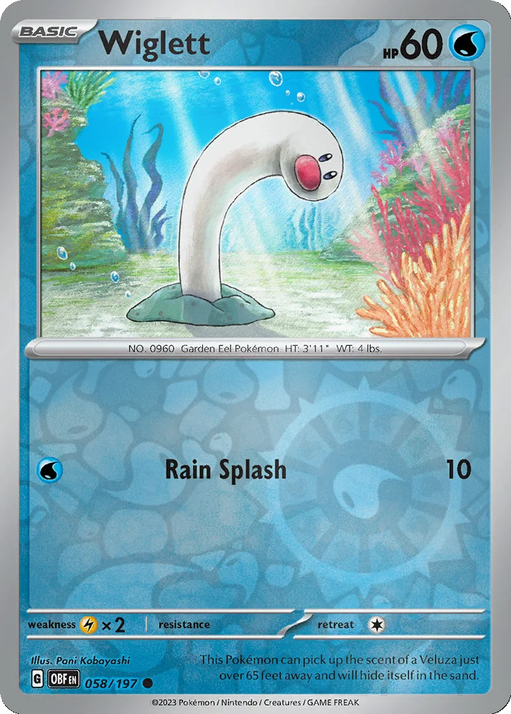 Wiglett 058/197 Obsidian Flames (Reverse holo)