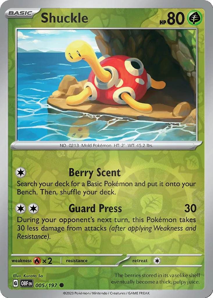 Shuckle 005/197 Obsidian Flames (Reverse holo)