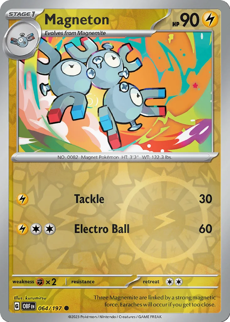Magneton 064/197 Obsidian Flames (Reverse holo)