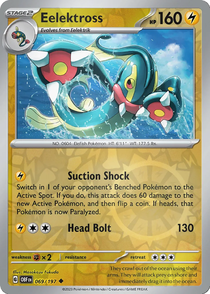 Eelektross 069/197 Obsidian Flames (Reverse holo)