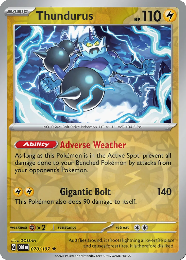 Thundurus 070/197 SV03: Obsidian Flames (Reverse holo)