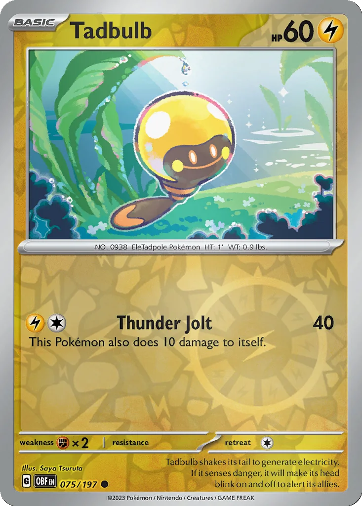 Tadbulb 075/197 Obsidian Flames (Reverse holo)
