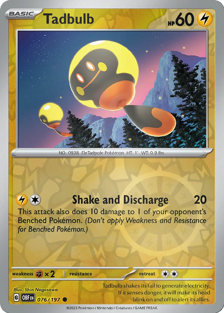 Tadbulb 076/197 Obsidian Flames (Reverse holo)
