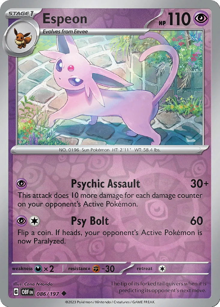 Espeon 086/197 Obsidian Flames (Reverse holo)