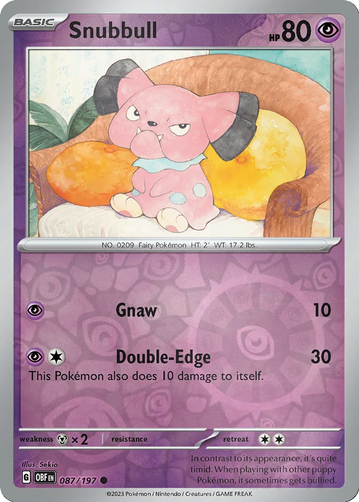 Snubbull 087/197 Obsidian Flames (Reverse holo)