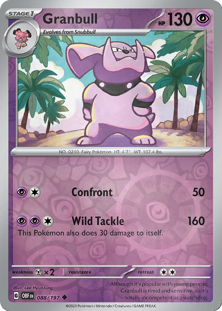 Granbull 088/197 Obsidian Flames (Reverse holo)