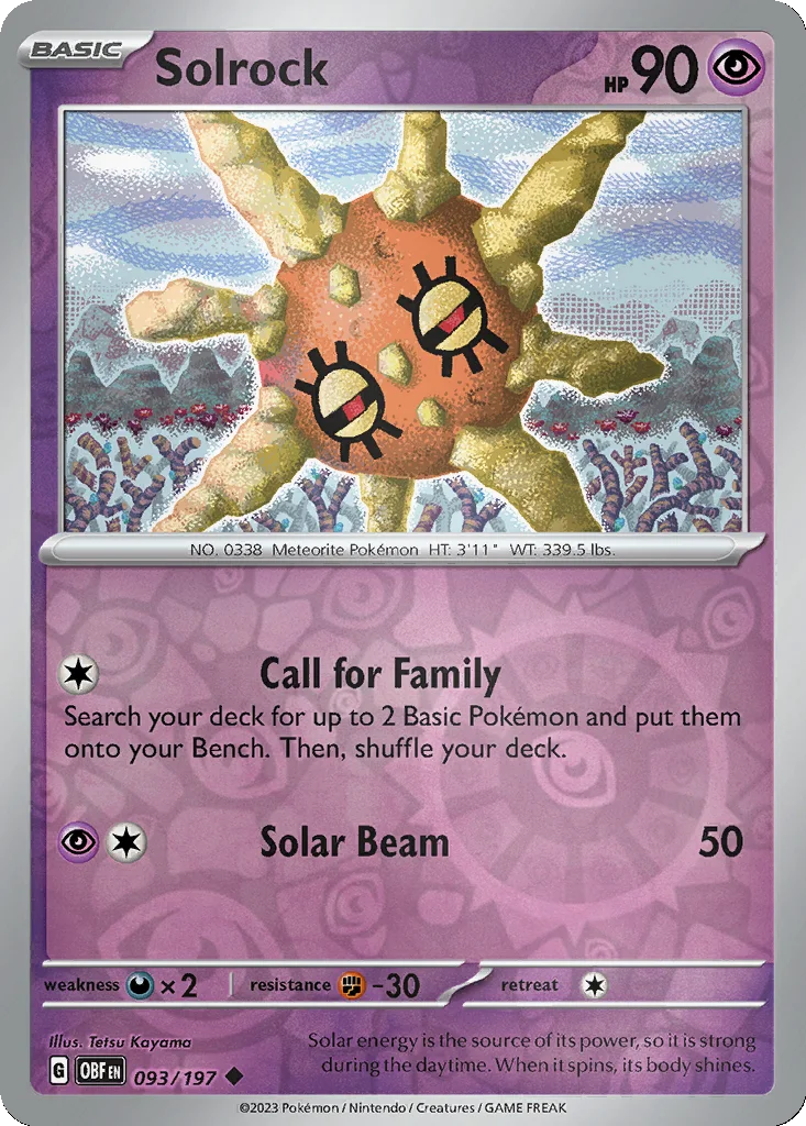 Solrock 093/197 Obsidian Flames (Reverse holo)