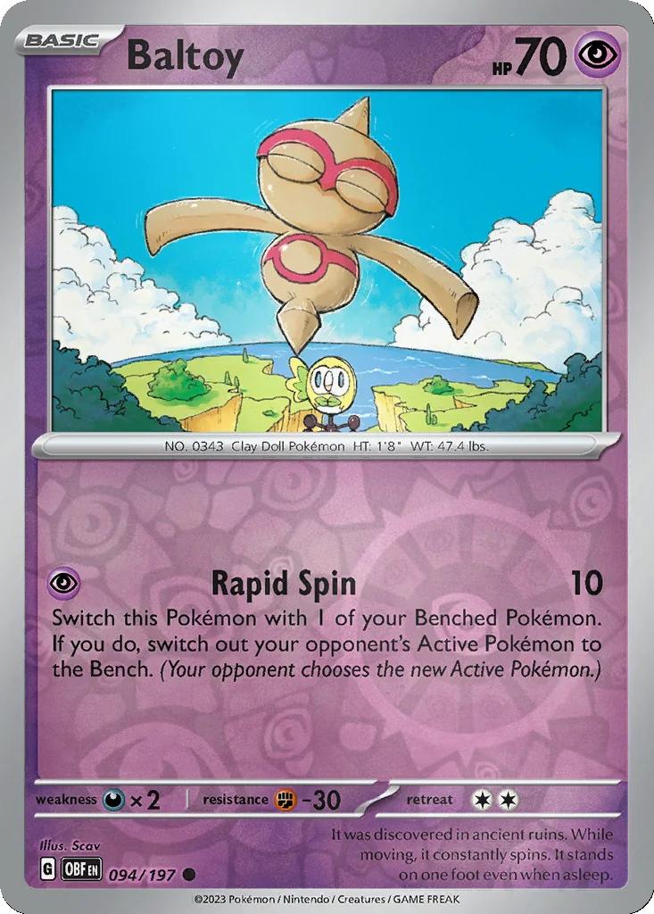 Baltoy 094/197 Obsidian Flames (Reverse holo)