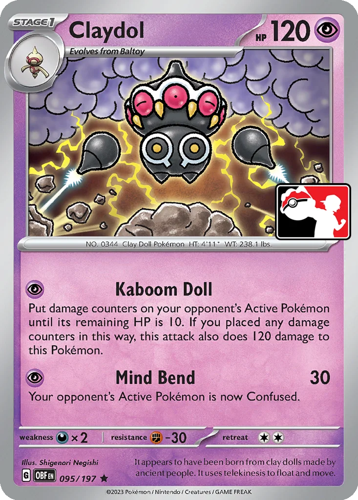 Claydol 095/197 Obsidian Flames (Play! Pokémon)