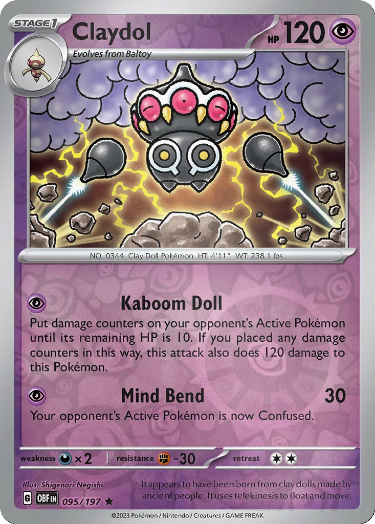 Claydol 095/197 Obsidian Flames (Reverse holo)