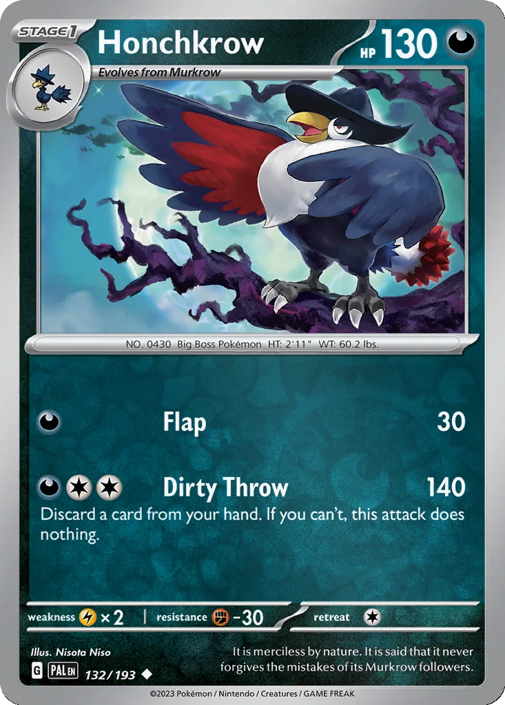 Honchkrow 132/193 Paldea Evolved (Reverse holo)