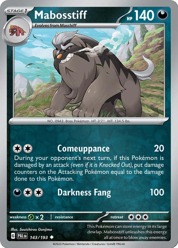 Mabosstiff 143/193 Paldea Evolved (Reverse holo)