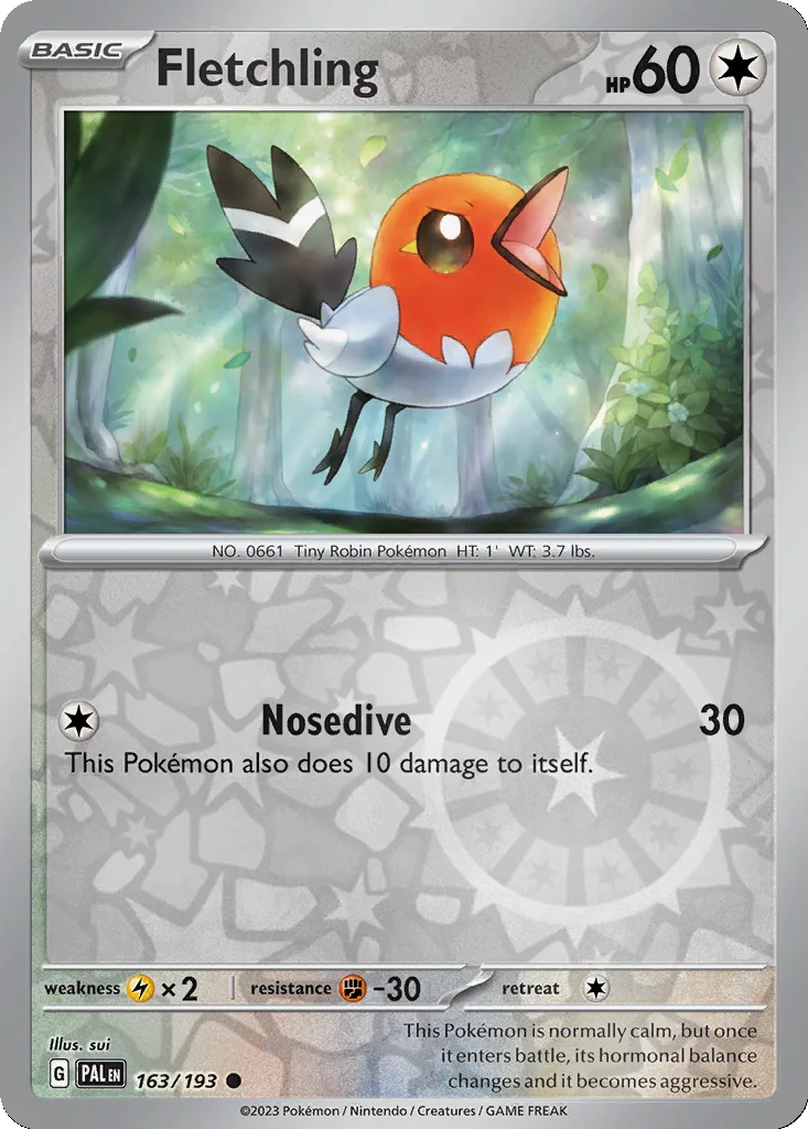 Fletchling 163/193 Paldea Evolved (Reverse holo)