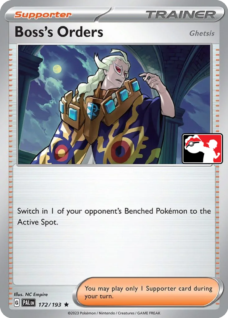 Boss's Orders (Ghetsis) 172/193 Paldea Evolved (Play! Pokémon (Cosmos Holo))
