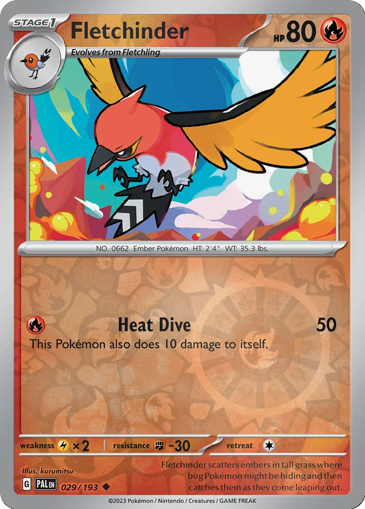 Fletchinder 029/193 Paldea Evolved (Reverse holo)