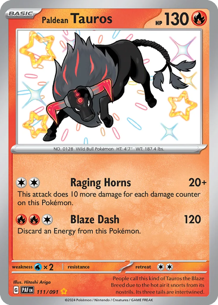 Paldean Tauros 111/091 Paldean Fates (Holo)