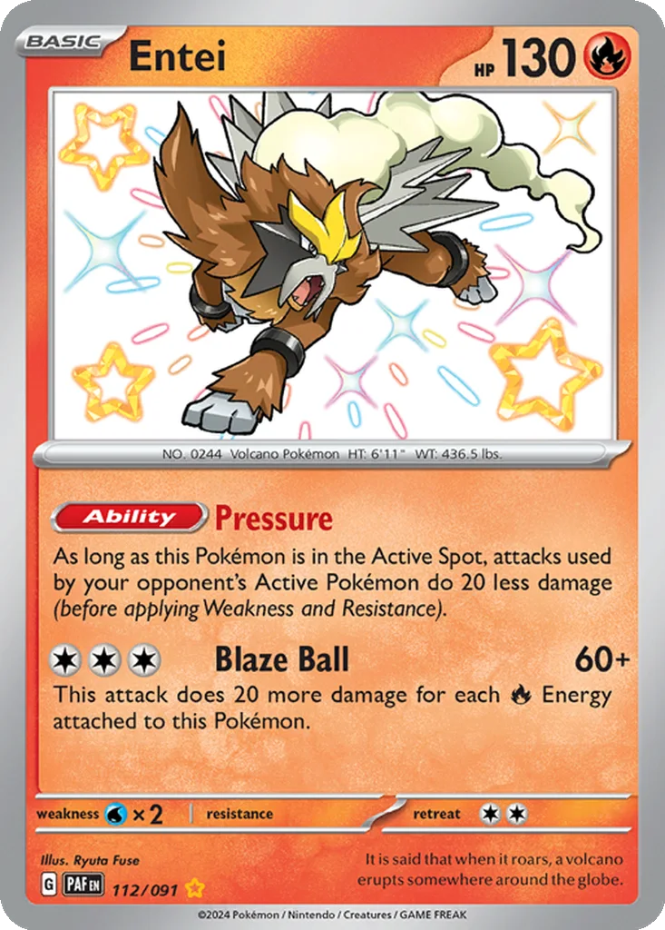 Entei 112/091 Paldean Fates (Holo)
