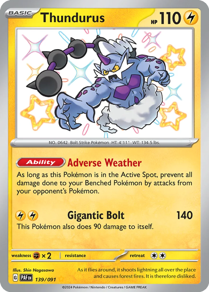 Thundurus 139/091 Paldean Fates (Holo)