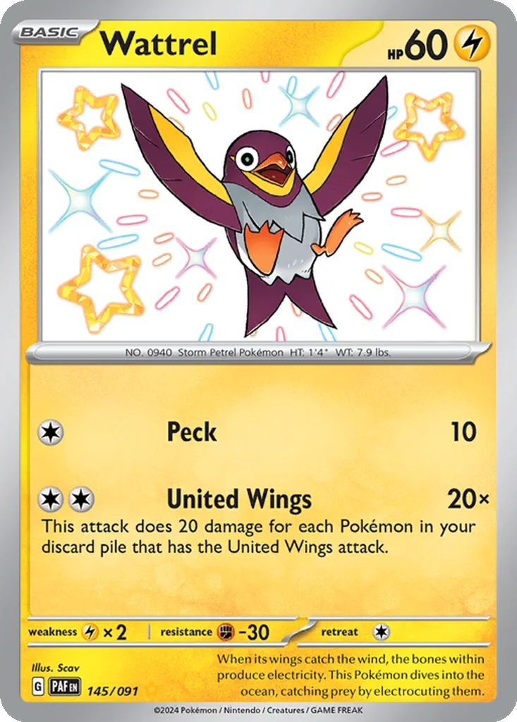Wattrel 145/091 Paldean Fates (Holo)