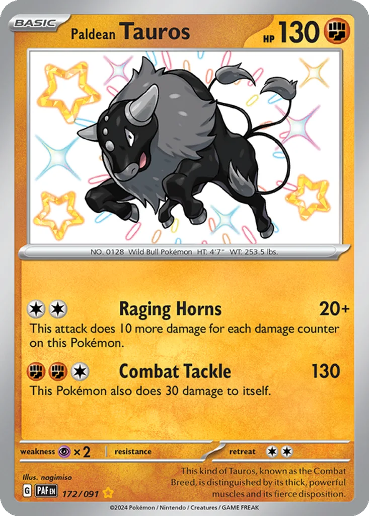 Paldean Tauros 172/091 Paldean Fates (Holo)