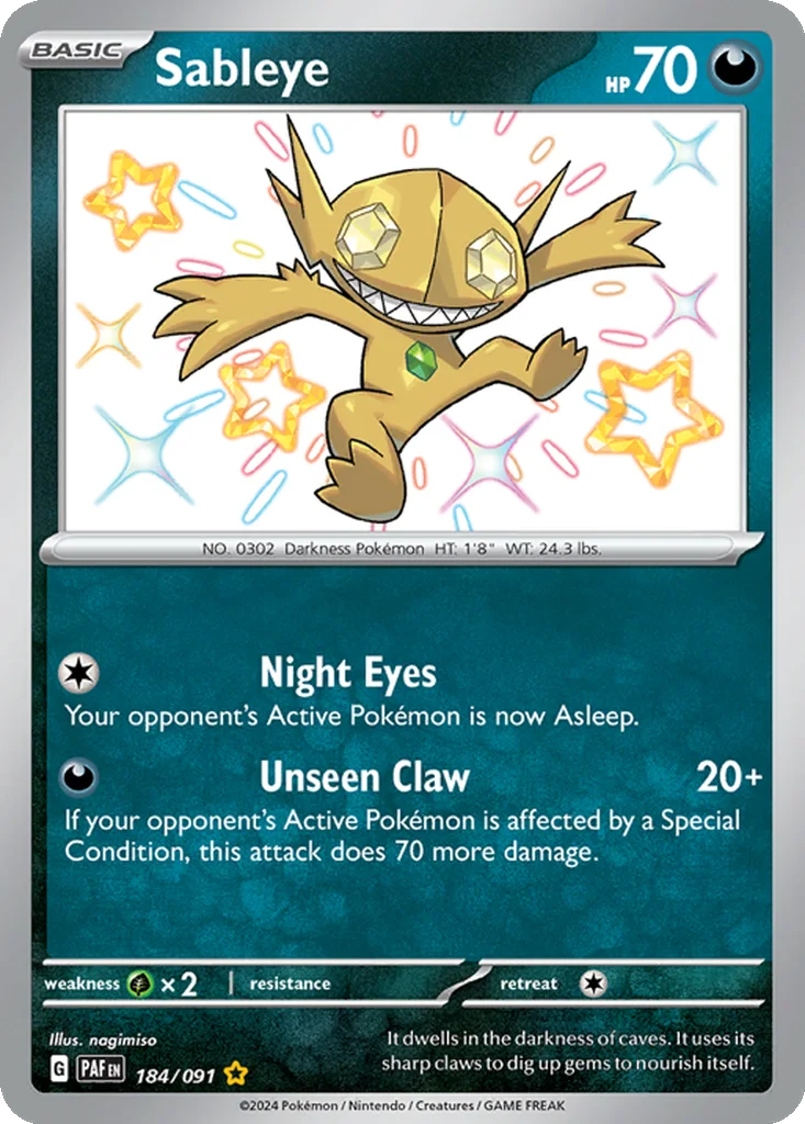 Sableye 184/091 Paldean Fates (Holo)