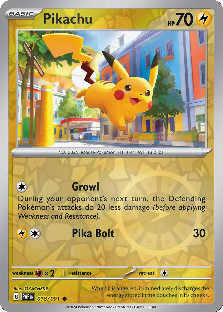 Pikachu 018/091 Paldean Fates (Reverse holo)