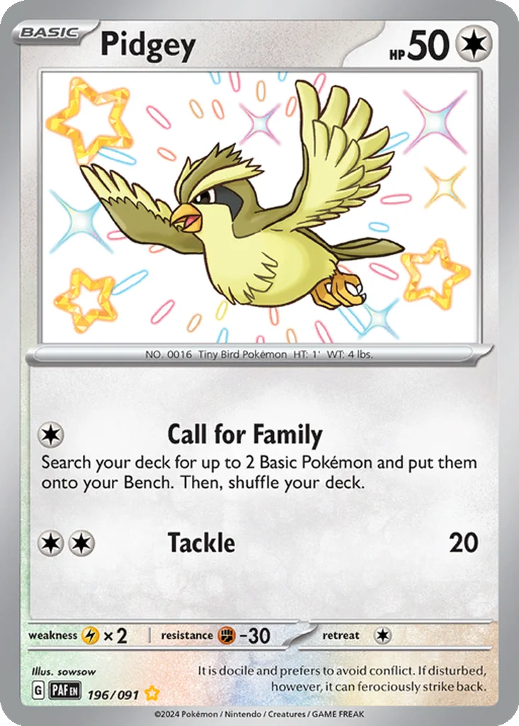 Pidgey 196/091 Paldean Fates (Holo)