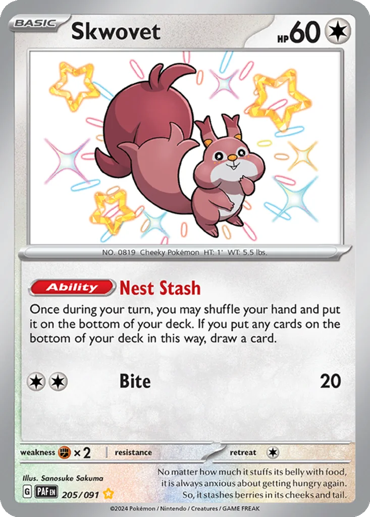 Skwovet 205/091 Paldean Fates (Holo)