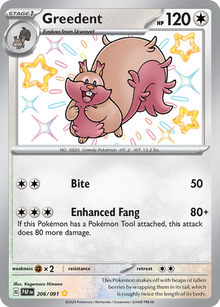 Greedent 206/091 Paldean Fates (Holo)