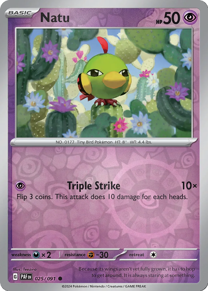 Natu 025/091 Paldean Fates (Reverse holo)