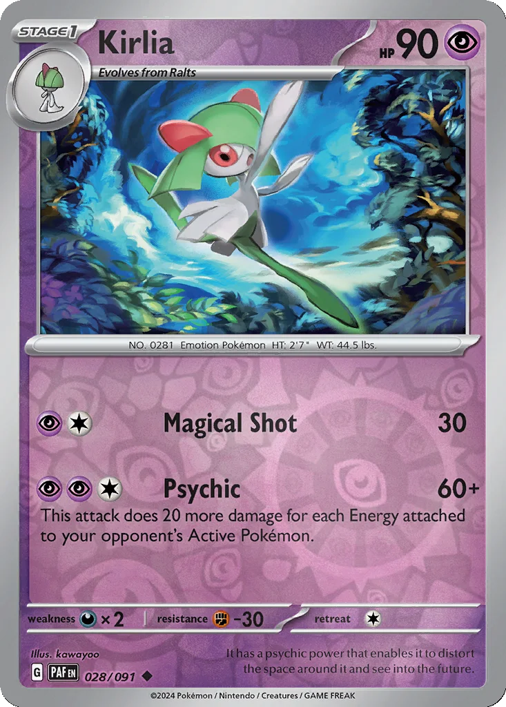 Kirlia 028/091 Paldean Fates (Reverse holo)
