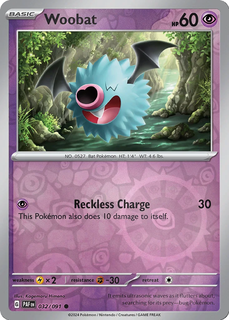 Woobat 032/091 Paldean Fates (Reverse holo)