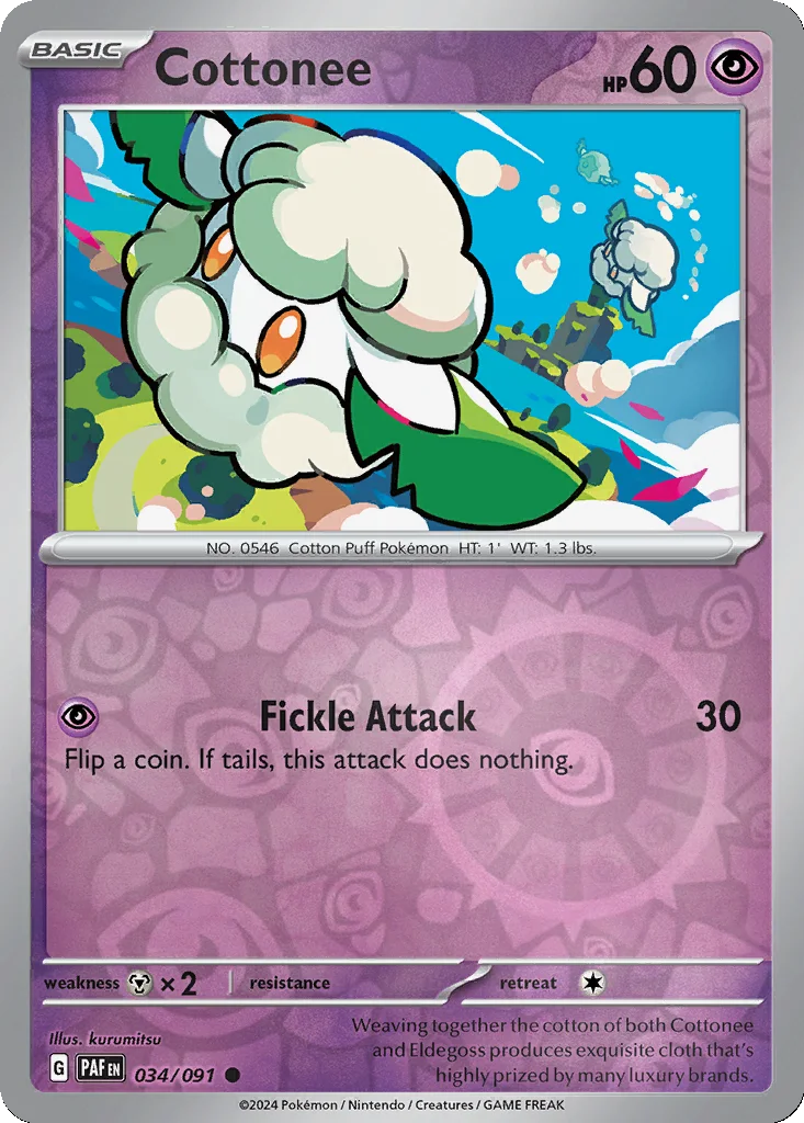 Cottonee 034/091 Paldean Fates (Reverse holo)