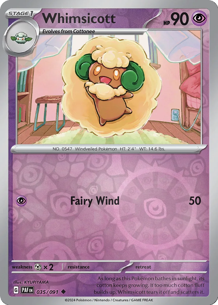 Whimsicott 035/091 Paldean Fates (Reverse holo)
