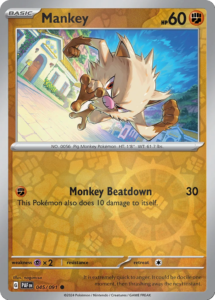 Mankey 045/091 Paldean Fates (Reverse holo)