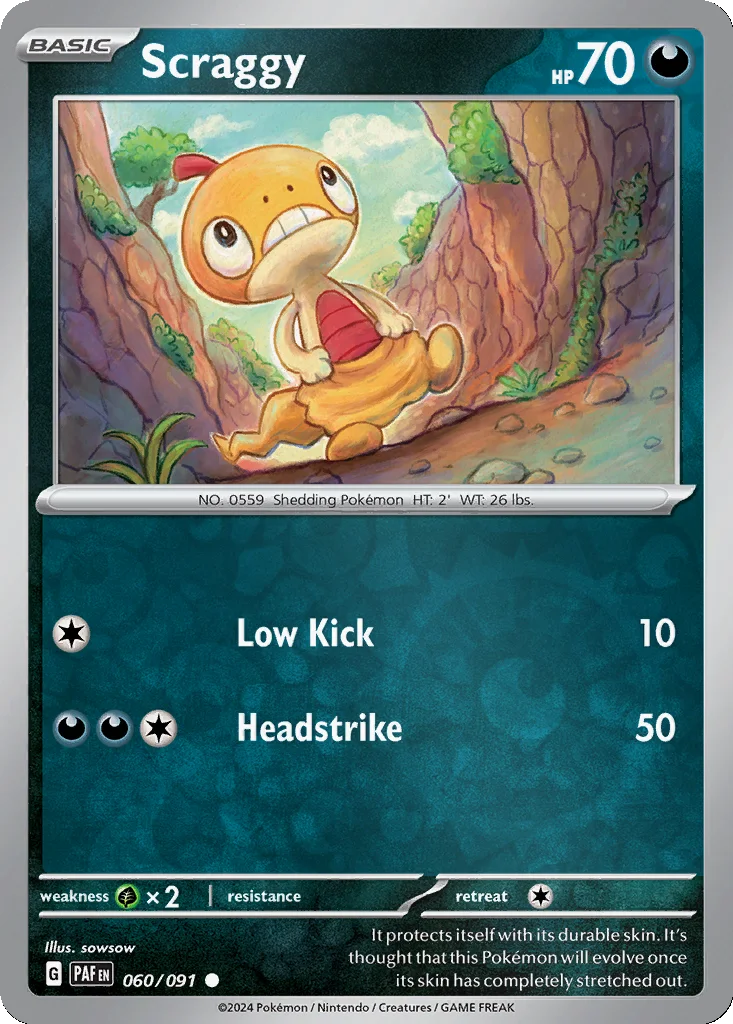 Scraggy 060/091 Paldean Fates (Reverse holo)