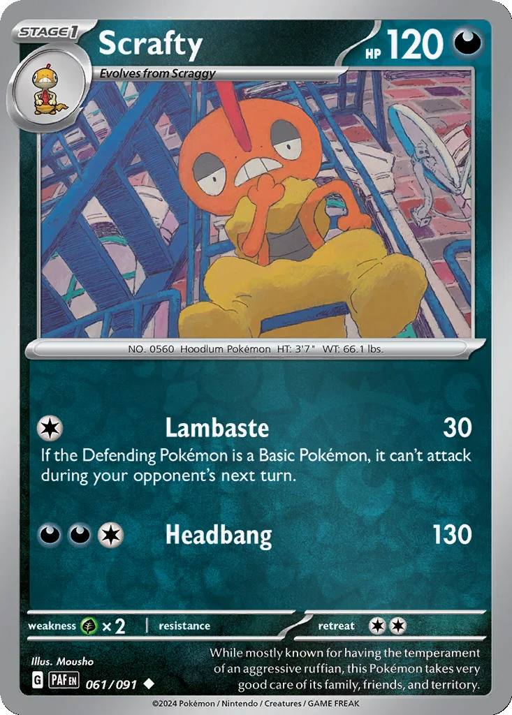 Scrafty 061/091 Paldean Fates (Reverse holo)