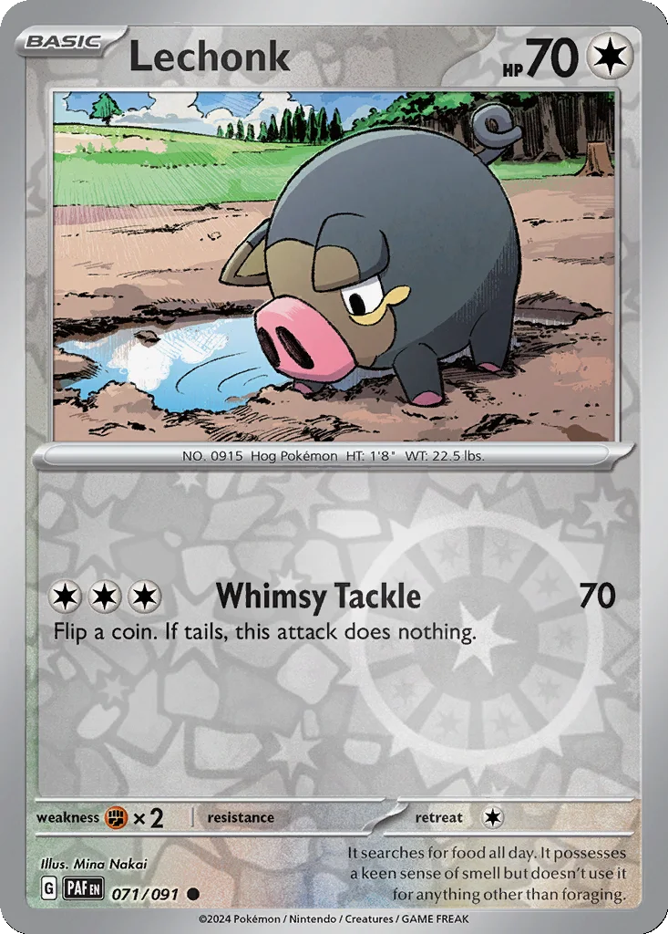 Lechonk 071/091 Paldean Fates (Reverse holo)