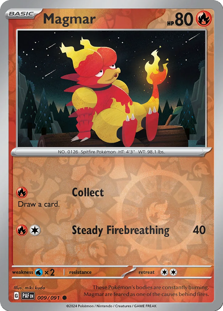 Magmar 009/091 Paldean Fates (Reverse holo)