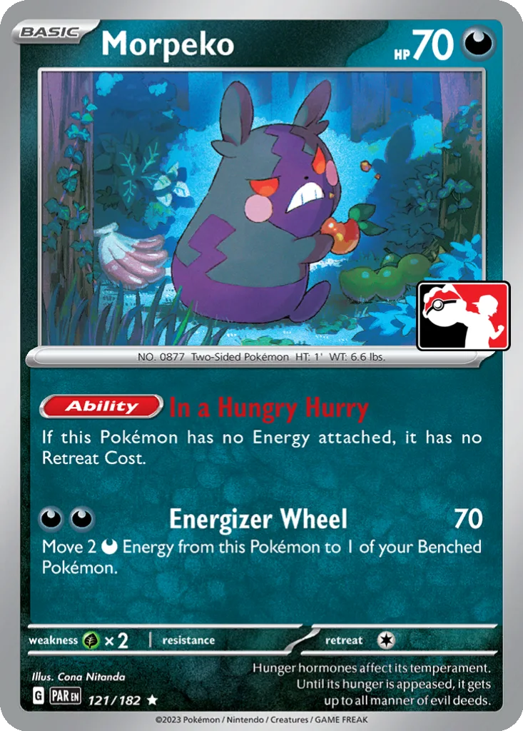 Morpeko 121/182 Paradox Rift (Play! Pokémon (Cosmos Holo))