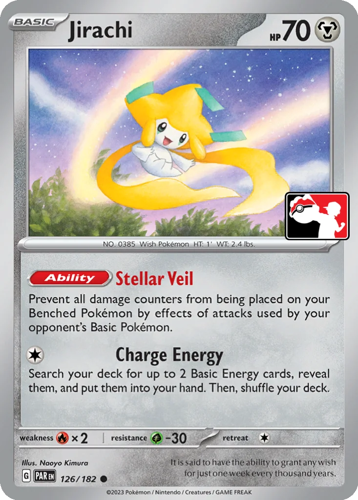 Jirachi 126/182 Paradox Rift (Play! Pokémon (Cosmos Holo))